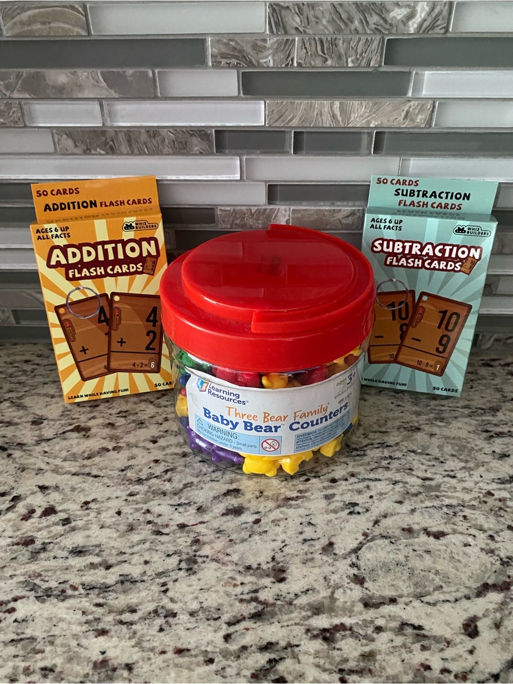 Counting bears math manipulatives flash cards addition subtraction educational